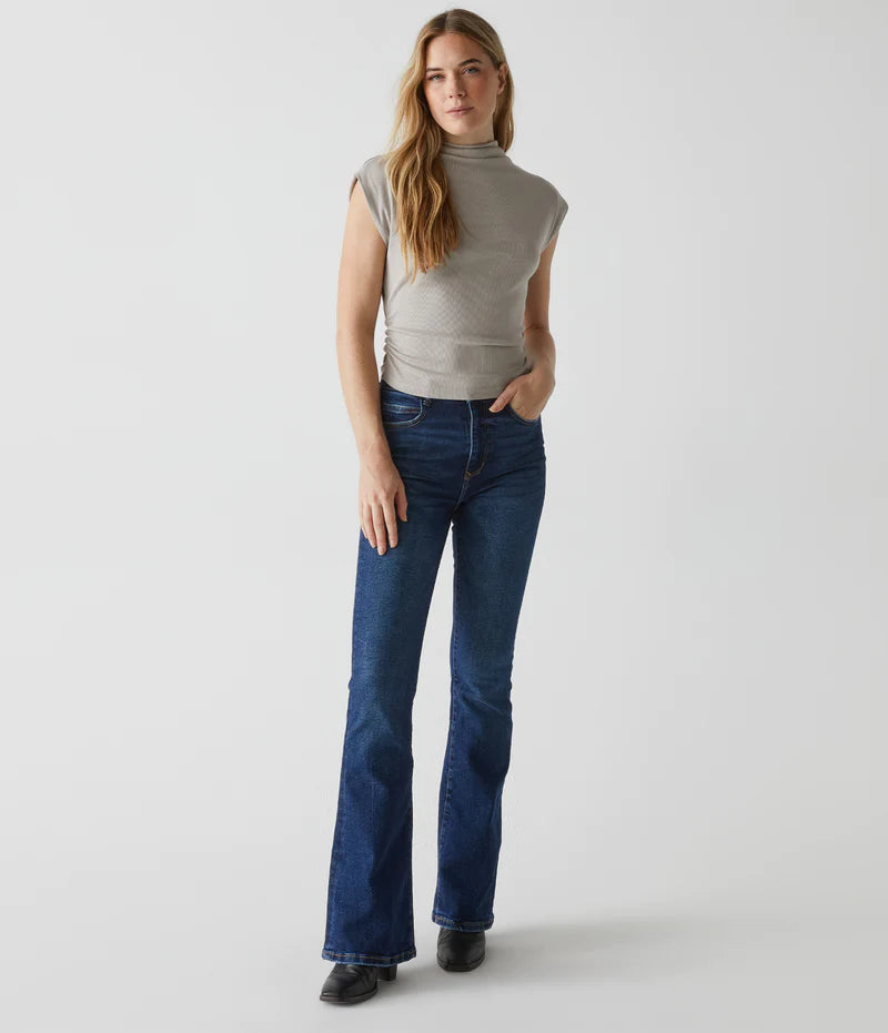 AMARA MOCK NECK POWER SHOULDER TOP