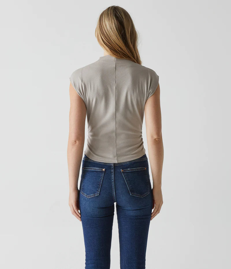 AMARA MOCK NECK POWER SHOULDER TOP