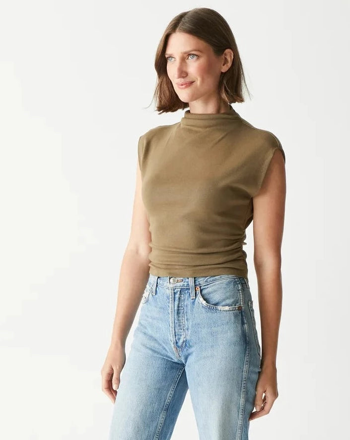 Amara Ribbed Power Shoulder Tee