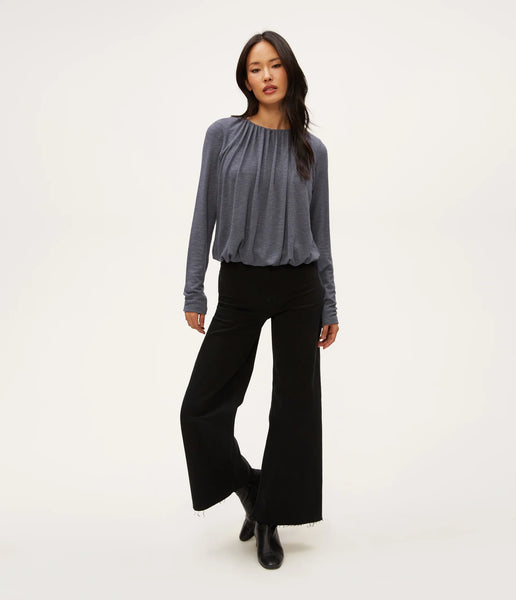 SONA LONG SLEEVE BUBBLE TOP / HEATHER NOCTURNAL – CHATOboutique