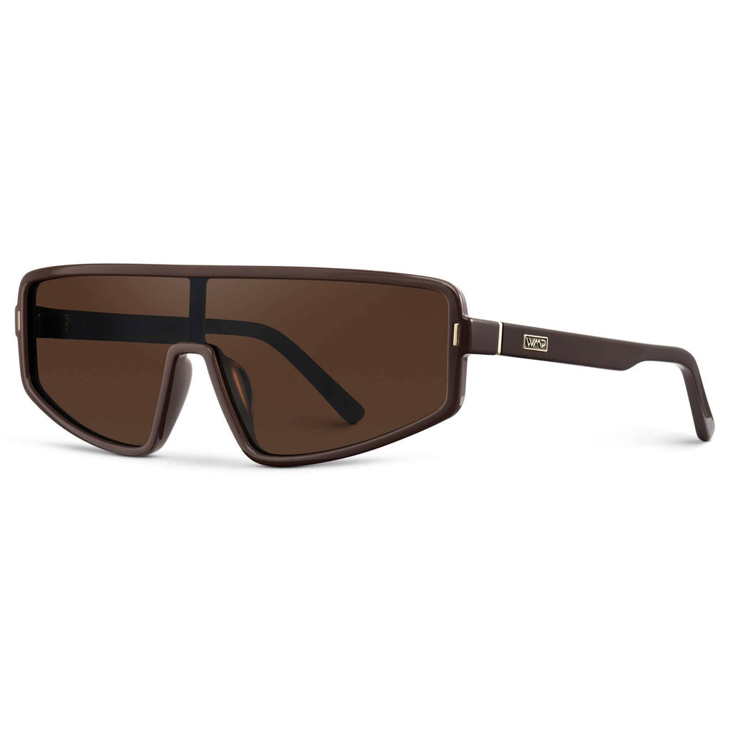 Nova - Women's Polarized Oversized Aviator Shield Sunglasses: Black / Black Lens