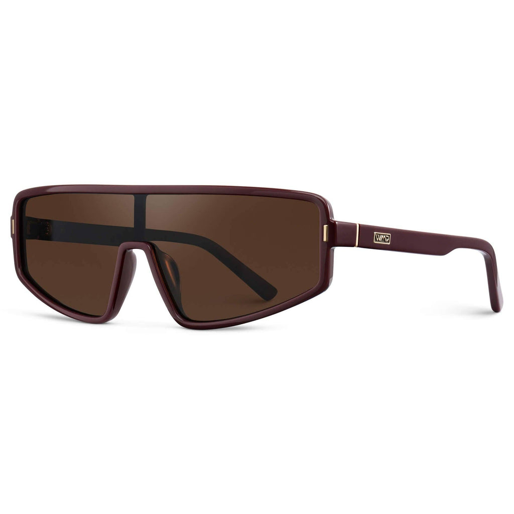 Nova - Women's Polarized Oversized Aviator Shield Sunglasses: Black / Black Lens