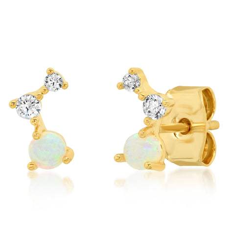 Opal Stud with CZ Accent