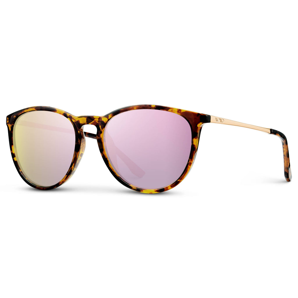 Drew - Women's Polarized Round Sunglasses: Gold / Black