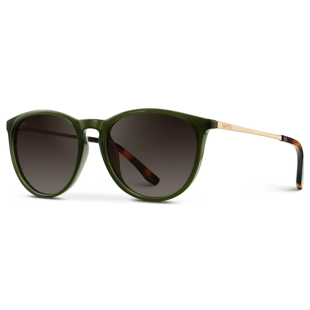Drew - Women's Polarized Round Sunglasses: Gold / Black