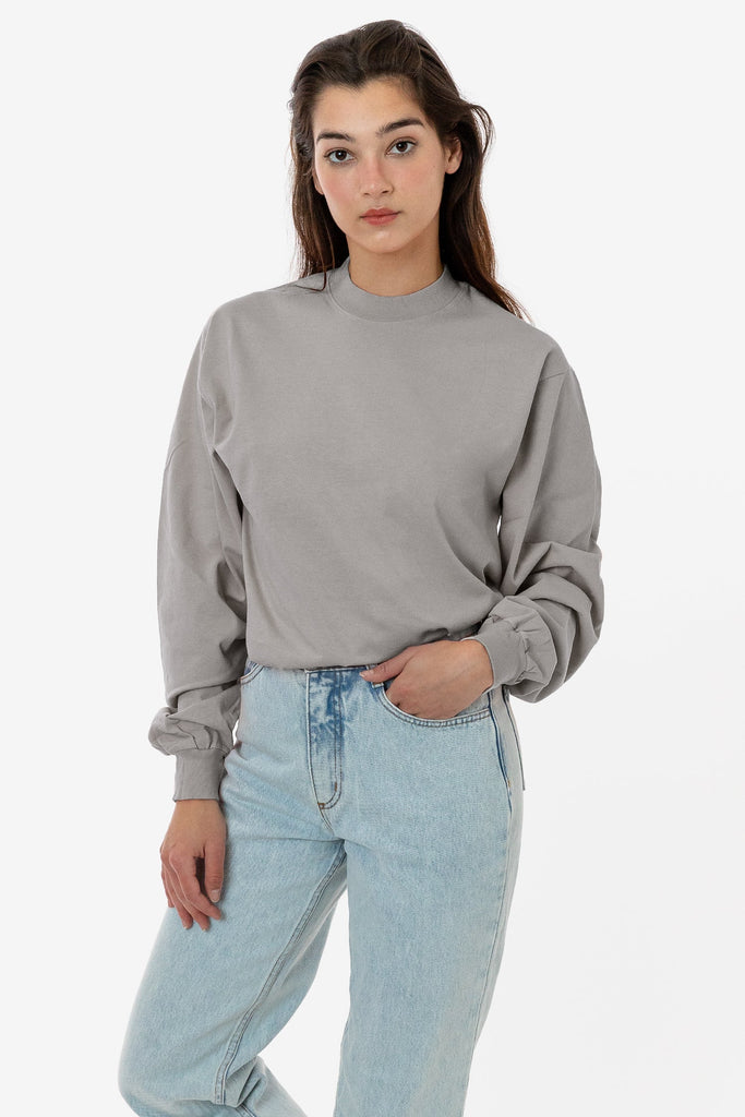 LONG SLEEVE GARMENT DYE MOCKNECK T-SHIRT