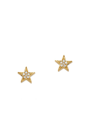 Glass Oval Stud Tiny Star