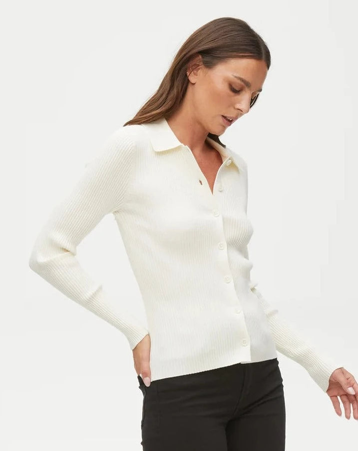 MIRI COLLARED BUTTON-FRONT TOP