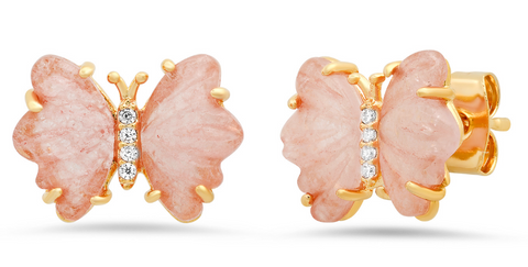 Glass Oval Stud Tiny Star