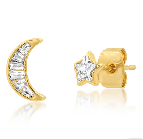 Glass Oval Stud Tiny Star