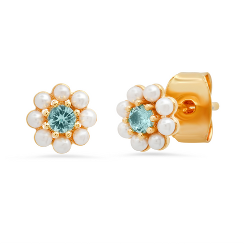 Glass Oval Stud Tiny Star