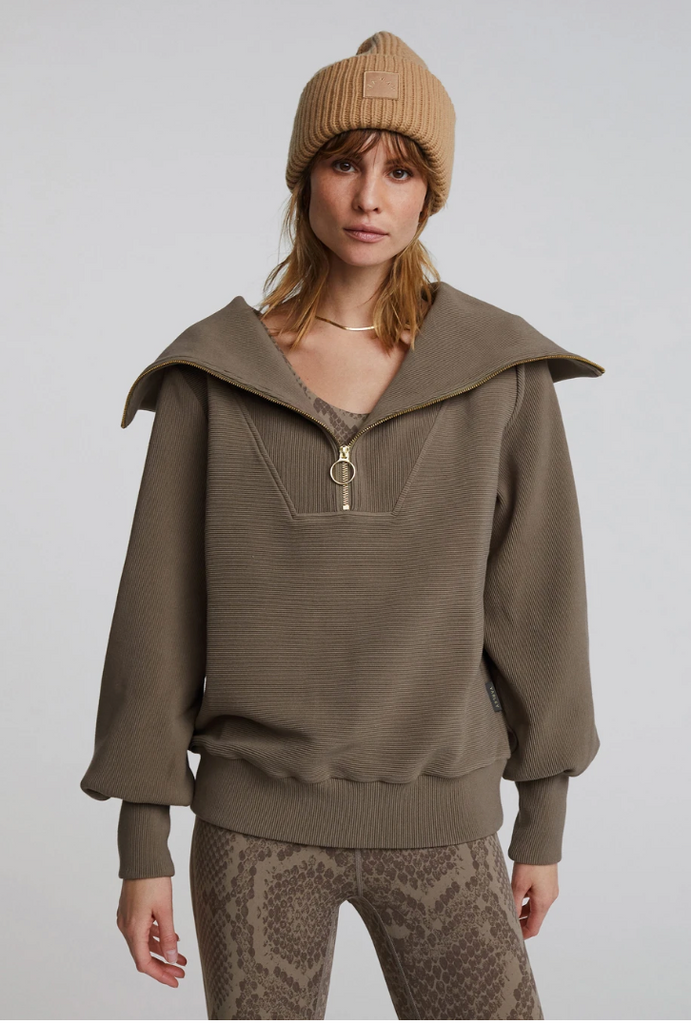 Vine Half Zip Pullover, Stone Olive