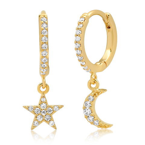 Glass Oval Stud Tiny Star