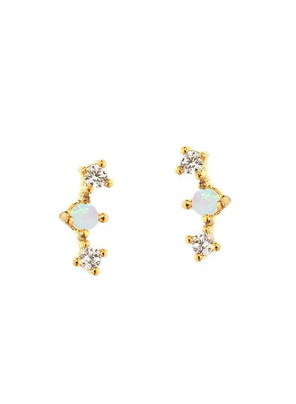Glass Oval Stud Tiny Star
