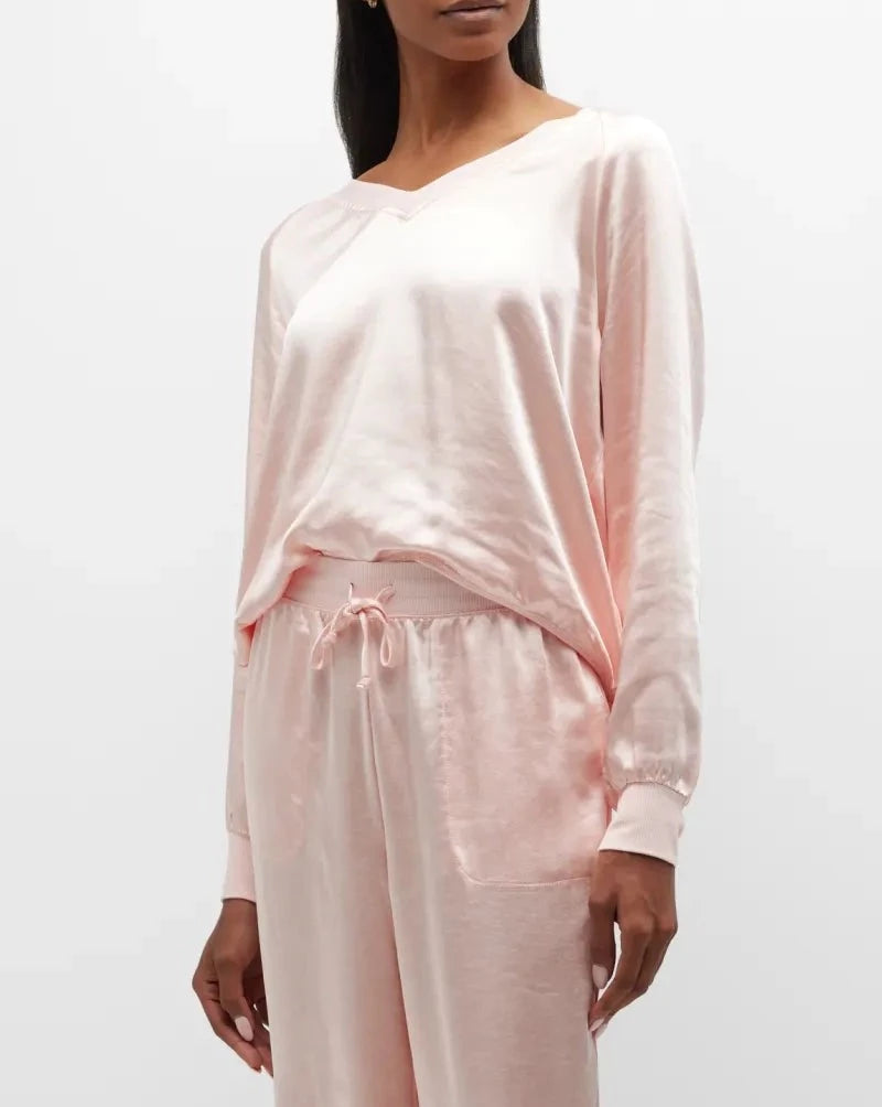 LUXE ALOE SILK BANDED L/L TOP