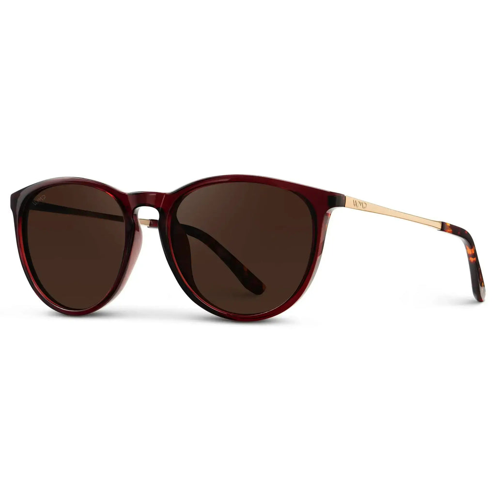 Drew - Women's Polarized Round Sunglasses: Gold / Black