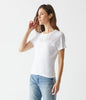 VICTORIA SHIRRED FABRIC MIX TEE / WHITE