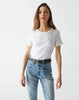 VICTORIA SHIRRED FABRIC MIX TEE / WHITE