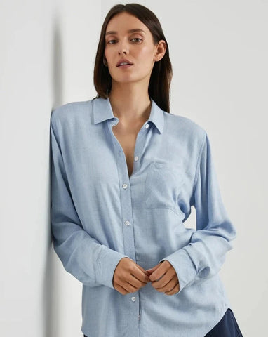 PLEATED BUTTON DOWN SHIRT