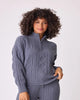 Chennille Cozy Cable Zipper Sweater Charcoal