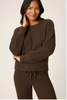 Chenille Waffle Long Sleeve Chocolate Top