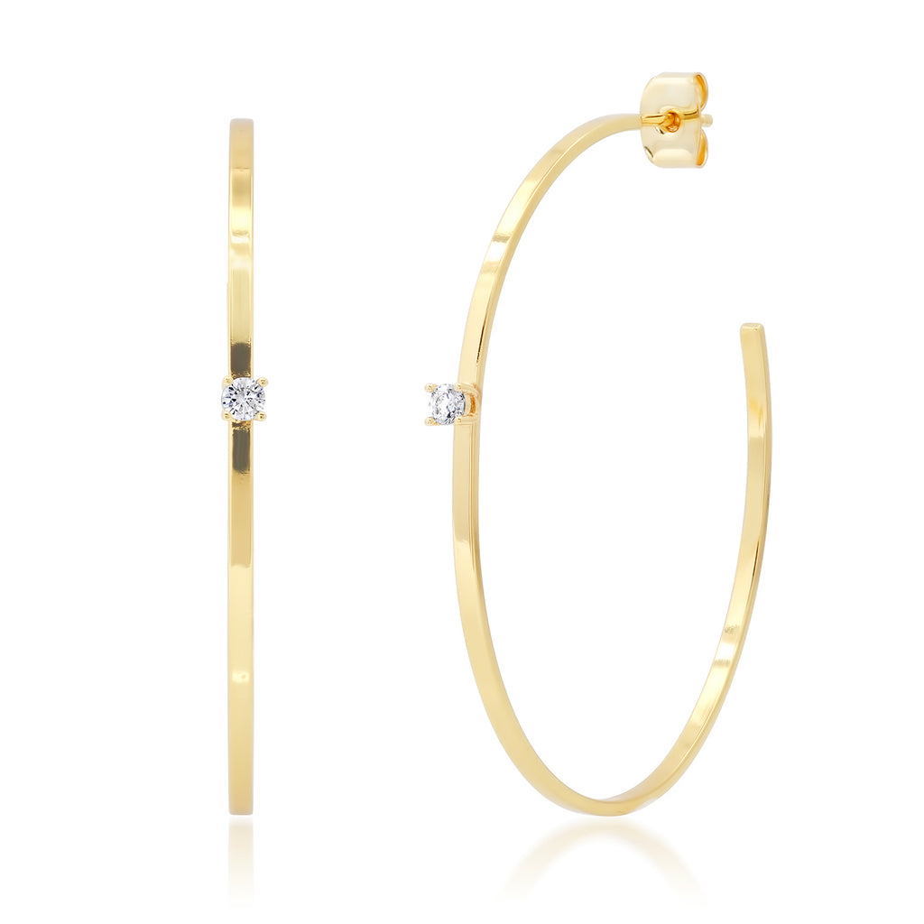 Simple Gold Hoop with Solitaire CZ