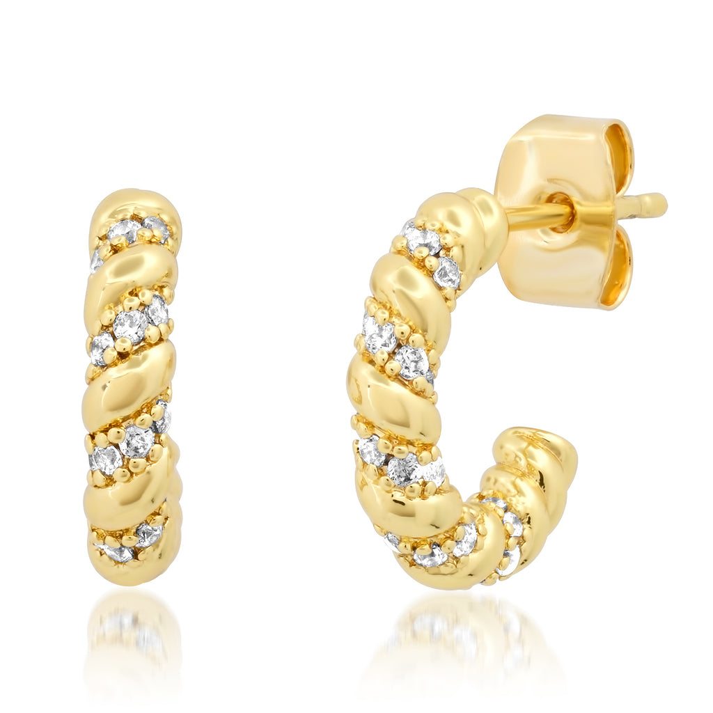 Small Pave CZ Twist Hoops