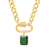 Gold Link Emerald Lock Necklace