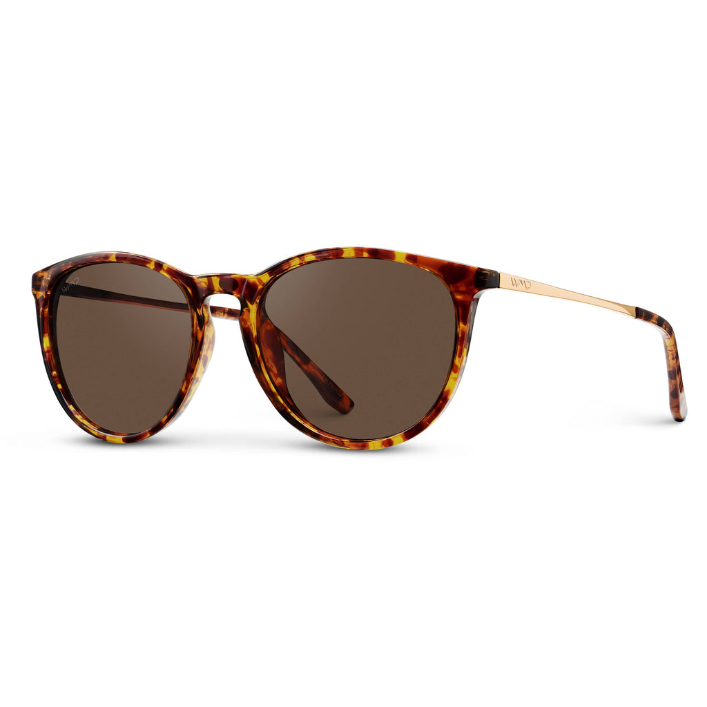Drew - Women's Polarized Round Sunglasses: Gold / Black