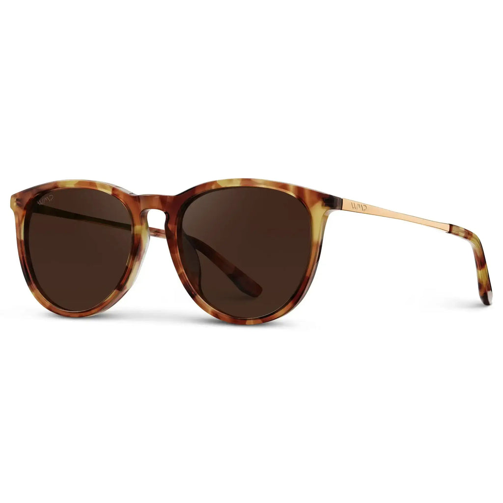 Drew - Women's Polarized Round Sunglasses: Gold / Black