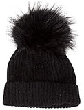 Mohair And Wool Fur Pom Beanie In Black