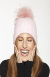 Mohair And Wool Pom Beanie In Petal Pink