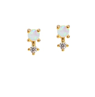 CZ Studs with Opal Accents