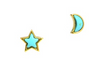 Mismatched Moon And Star Studs