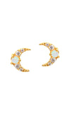 Moon Studs With Opal Center