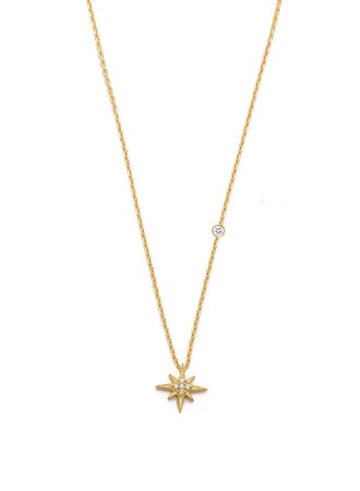 Simple Chain Necklace With Cz Starburst